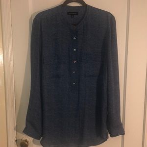 Blue & white print blouse